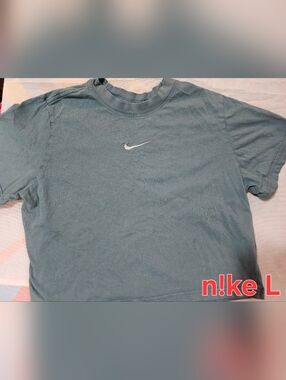 Nike Men's Dusty Teal Short Sleeve Crew T-Shirt with White Swoosh